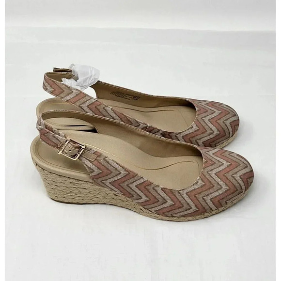 Vionic Aruba Coralina dusty pink Chevron Espadrille Wedge Comfort Shoes size 10 - Picture 2 of 8